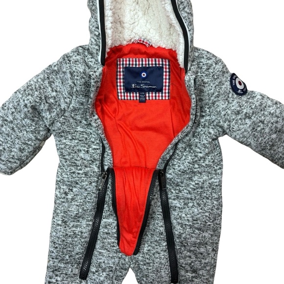 Ben Sherman Infant Snowsuit Sweater Fleece Lined Winter Pram Suit Size 6-9 Month - Picture 2 of 5